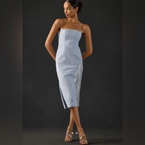 By Anthropologie Strapless Slim Midi Dress — size 14 / large — soft French Blue